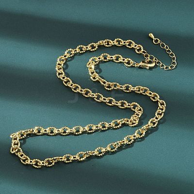 Brass Textured Cable Chain Necklaces NJEW-A042-12G-01-1