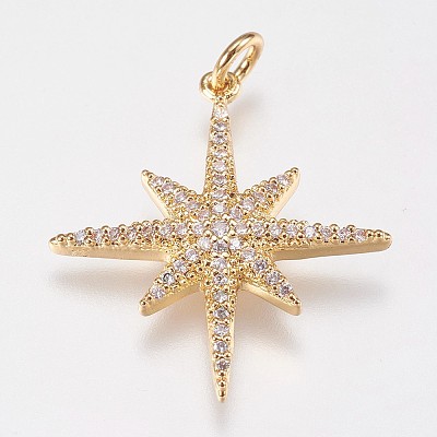Brass Micro Pave Cubic Zirconia Pendants X-ZIRC-E145-52G-1