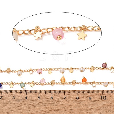 Brass & Glass Seed Beaded Chain KK-CBA3B44-01G-1