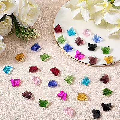 120Pcs 12 Colors Transparent Glass Beads GLAA-LT0001-02-1