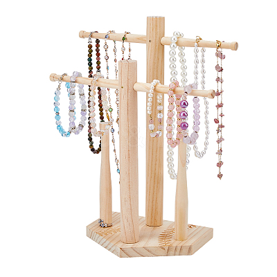 Baseball Wooden Jewelry Ring Display Tower Stands ODIS-WH0086-223B-1