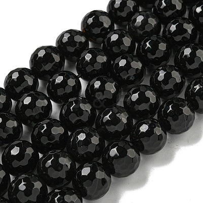 Faceted Natural Banded Agate Beads Strands G-F447-12mm-O09-1