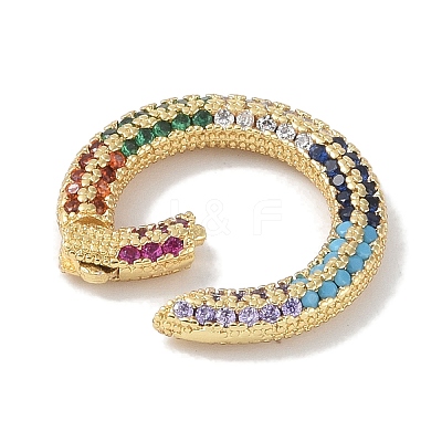 Rack Plating Brass Micro Pave Cubic Zirconia Twister Clasps KK-NH0002-04G-02-1