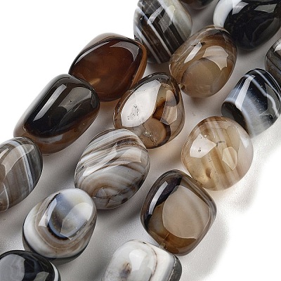 Natural Striped Agate/Banded Agate Beads Strands G-Z061-A03-01-1