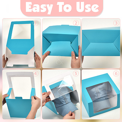 Foldable Cardboard Gift Cap Storage Boxes with Clear PVC Window CON-WH0099-66D-1