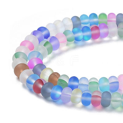 Frosted Transparent Glass Beads Strands FGLA-M002-01C-1