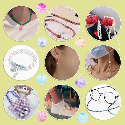 175Pcs 7 Colors Opaque Baking Paint Crackle Glass Beads EGLA-FH0001-15-1
