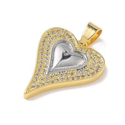 Two Tone Brass Micro Pave Clear Cubic Zirconia Pendants KK-L268-025G-02-1