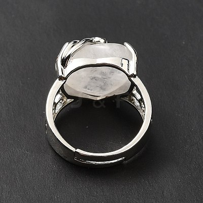 Natural Quartz Crystal Adjustable Rings RJEW-P043-03P-14-1