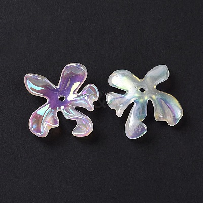 Rainbow Iridescent Plating Acrylic Bead Caps OACR-A017-09-1