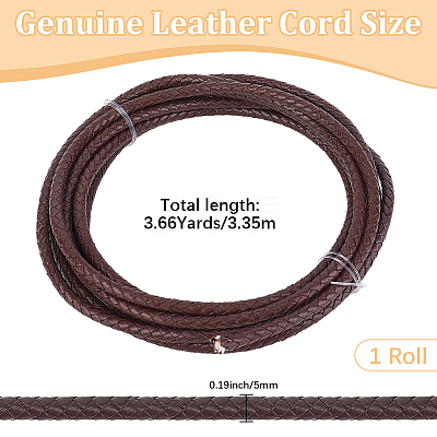 Braided Leather Cord with Core WL-CL0001-01B-1