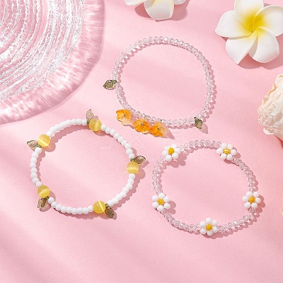 3Pcs 3 Colors Acrylic Charms Bracelets Sets for Women X1-BJEW-TA00577-01-1