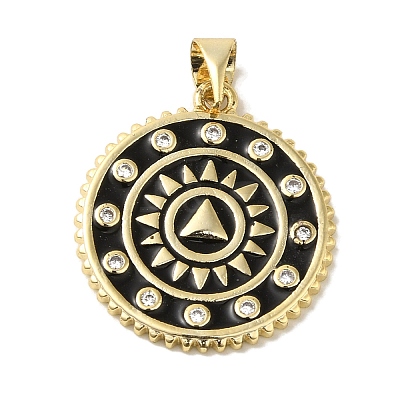 Brass Enamel Micro Pave Cubic Zirconia Pendants KK-Z042-24G-01-1