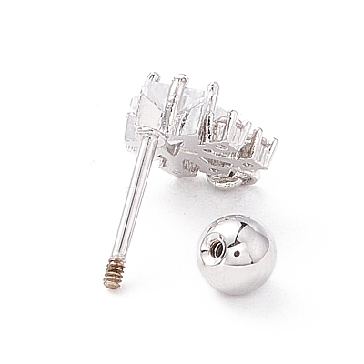 Snowflake Clear Cubic Zirconia Stud Earrings for Women LS-EJEW-A065-03P-1