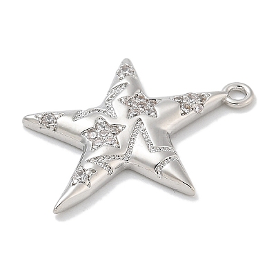 Rack Plating Brass Micro Pave Cubic Zirconia Pendants KK-L224-015P-1