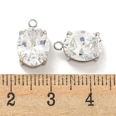 304 Stainless Steel Pendants Cubic Zirconia Pendants STAS-L278-009P-A01-1