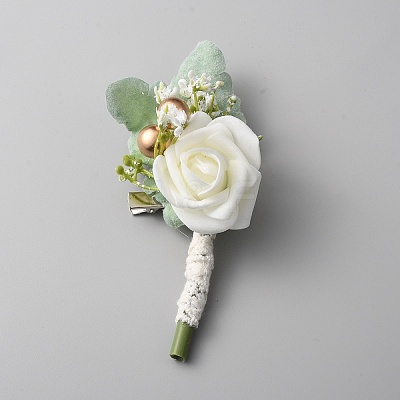 Silk Cloth Imitation Peony Corsage Boutonniere AJEW-WH0401-31-1