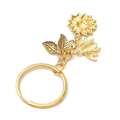 Sunflower & Bee Alloy Keychains KEYC-JKC01061-1