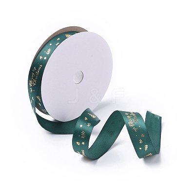 20 Yards Christmas Printed Polyester Satin Ribbon SRIB-P021-B02-1