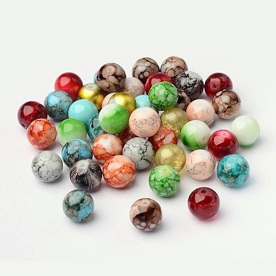 Mixed Style & Mixed Color Round Spray Painted Glass Beads DGLA-X0003-12mm-1