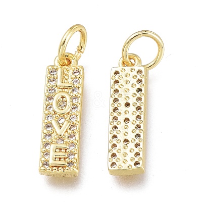 Brass Micro Pave Clear Cubic Zirconia Charms ZIRC-L076-052G-1