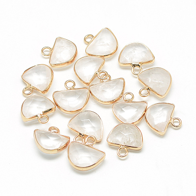 Natural Quartz Crystal Semi Circle Pendants X-G-Q965-09-1