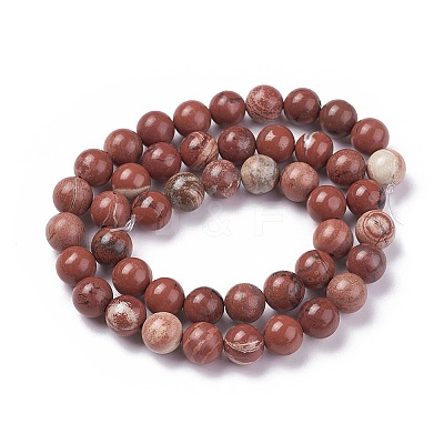 Natural Red Jasper Beads Strands G-F348-02-10mm-1