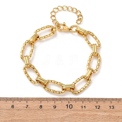 304 Stainless Steel Twisted Oval Link Chain Bracelets for Women BJEW-F536-05G-1