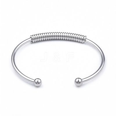Non-Tarnish 304 Stainless Steel Open Cuff Bangle for Girl Women BJEW-N013-008P-1