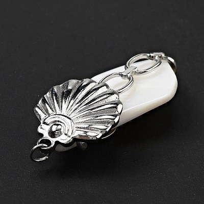 Natural White Shell Pendants SSHEL-C010-02P-1