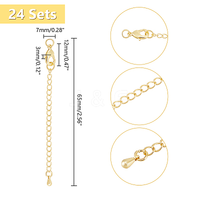 24 Sets Long-Lasting Plated Brass Chain Extender KK-UN0002-51-1