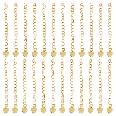40Pcs Rack Plating Brass Curb Chain Extender KK-DC0004-26-1