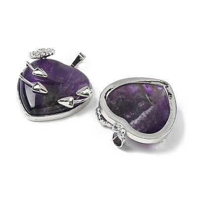 Natural Amethyst Heart Pendants G-S391-01P-L-1
