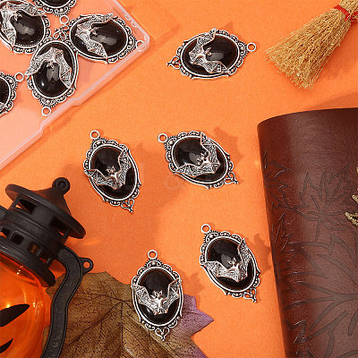 12Pcs Vampire Bat Shaped Alloy Enamel Pendants ENAM-CA0001-87B-1