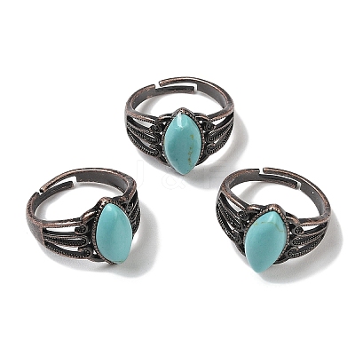 Synthetic Turquoise Horse Eye Adjustable Rings RJEW-K271-05R-11-1