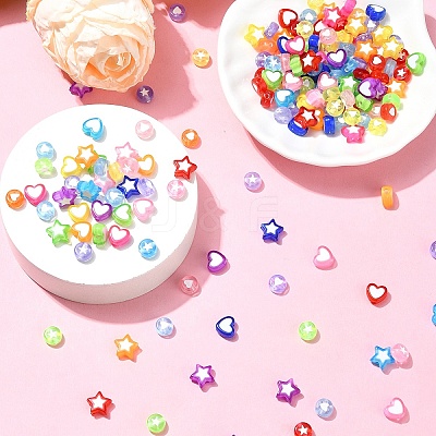 200Pcs 4 Styles Transparent Acrylic Beads OACR-YW0001-97-1