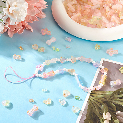 150G 6 Styles Gradient Color Transparent Acrylic Beads OACR-TA0003-58-1