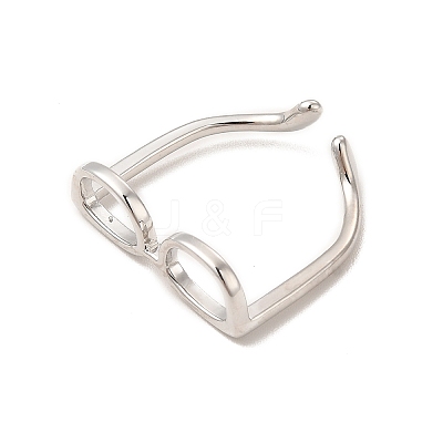 Brass Glasses Frame Open Cuff Ring for Women RJEW-F140-140P-1