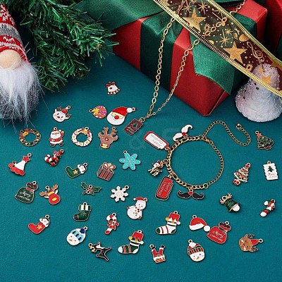 40Pcs Christmas Alloy Enamel Pendants JX268A-1