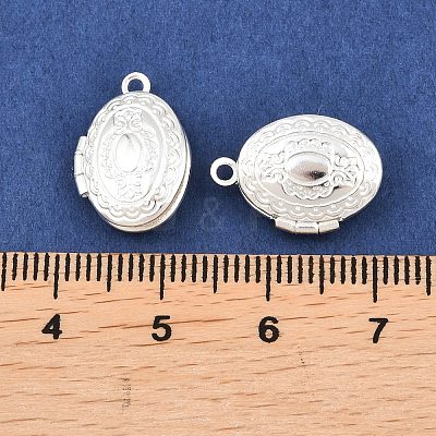 Oval Brass Locket Pendants KK-K414-12F-S-1