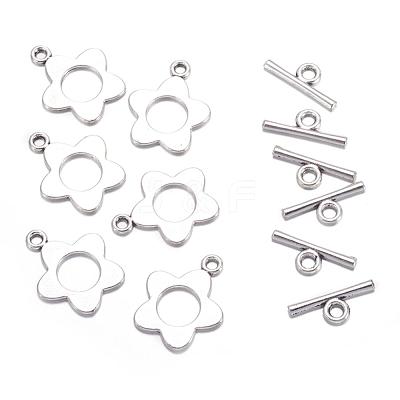 Flower Tibetan Style Alloy Toggle Clasps X-A0977Y-1