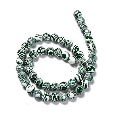 Synthetic Malachite Beads Strands G-I199-32-6mm-F-1