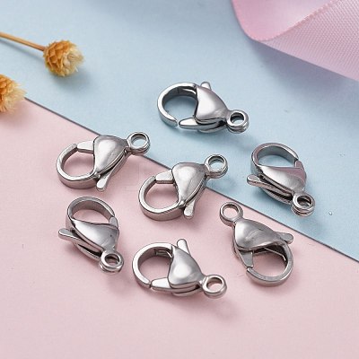 Tarnish Resistant 304 Stainless Steel Lobster Claw Clasps STAS-F182-01P-A-1
