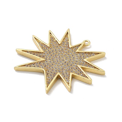 Rack Plating Brass Micro Pave Clear Cubic Zirconia Pendants KK-G515-32G-1