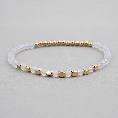 Opalite & Synthetic Non-magnetic Hematite Beads Stretch Bracelets for Women KP6261-1-1