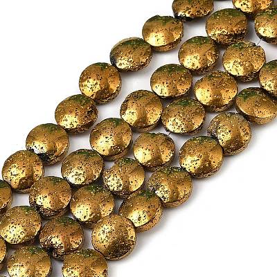 Electroplated Natural Lava Rock Beads Strands G-K388-01D-1