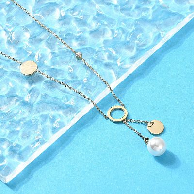 304 Stainless Steel Crystal Rhinestone Round Disc Pendant Necklaces NJEW-A045-03G-1