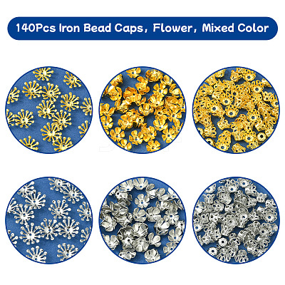 140Pcs Iron Bead Caps IFIN-FS0001-42-1