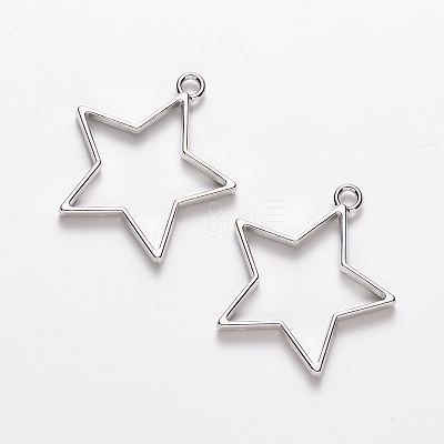 Rack Plating Alloy Star Open Back Bezel Pendants PALLOY-S047-40F-FF-1