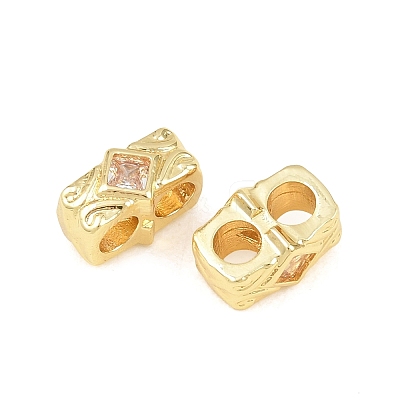 Brass Micro Pave Clear Cubic Zirconia Slide Charms KK-Z151-05G-1